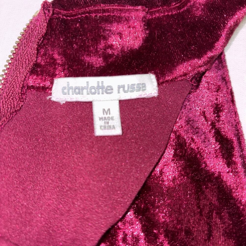 Charlotte Russe Y2K Faux Wrap Choker Neck Gold Zip Burgundy Red Vampire Goth - Picture 13 of 16
